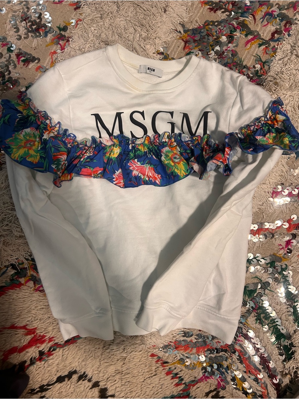 MSGM RUFFLE TRIM SWEATSHIRT